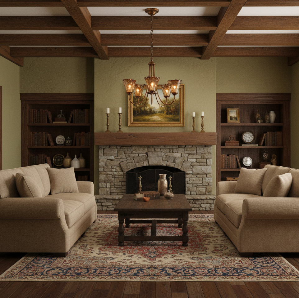 Franklin Amber Chandelier - Handcrafted Free-Form Glass & Dark Brass Luxury Light
