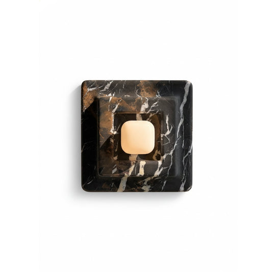 Franklin Marble Wall Lamp - Architectural Solid Stone Square Sconce