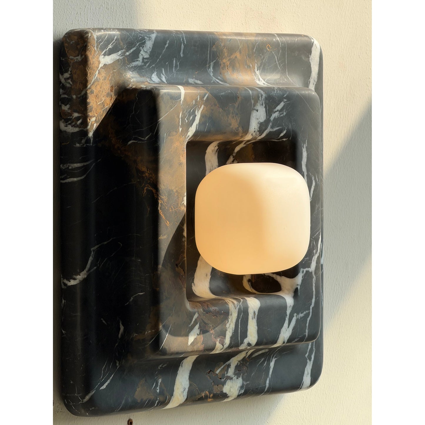 Franklin Marble Wall Lamp - Architectural Solid Stone Square Sconce