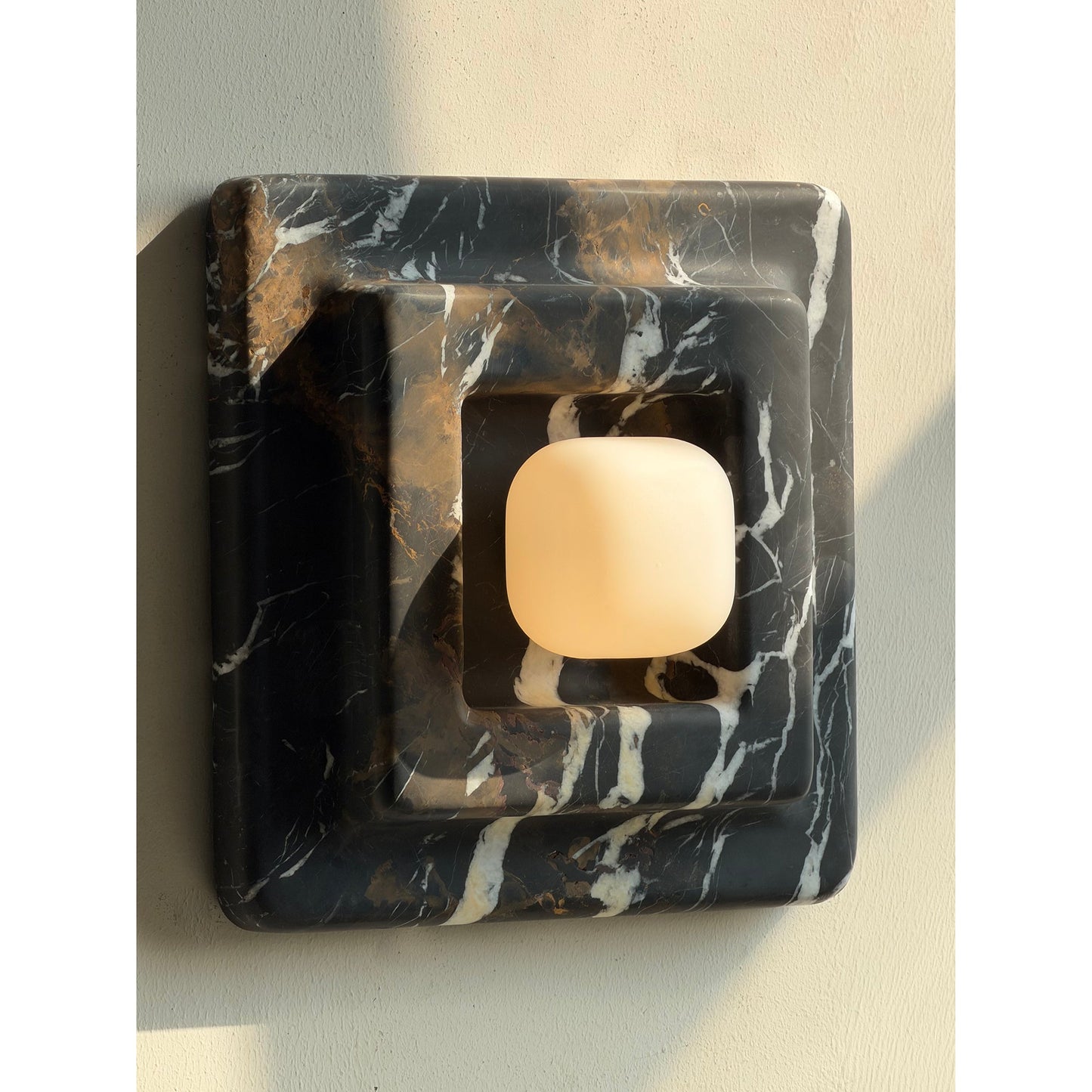 Franklin Marble Wall Lamp - Architectural Solid Stone Square Sconce