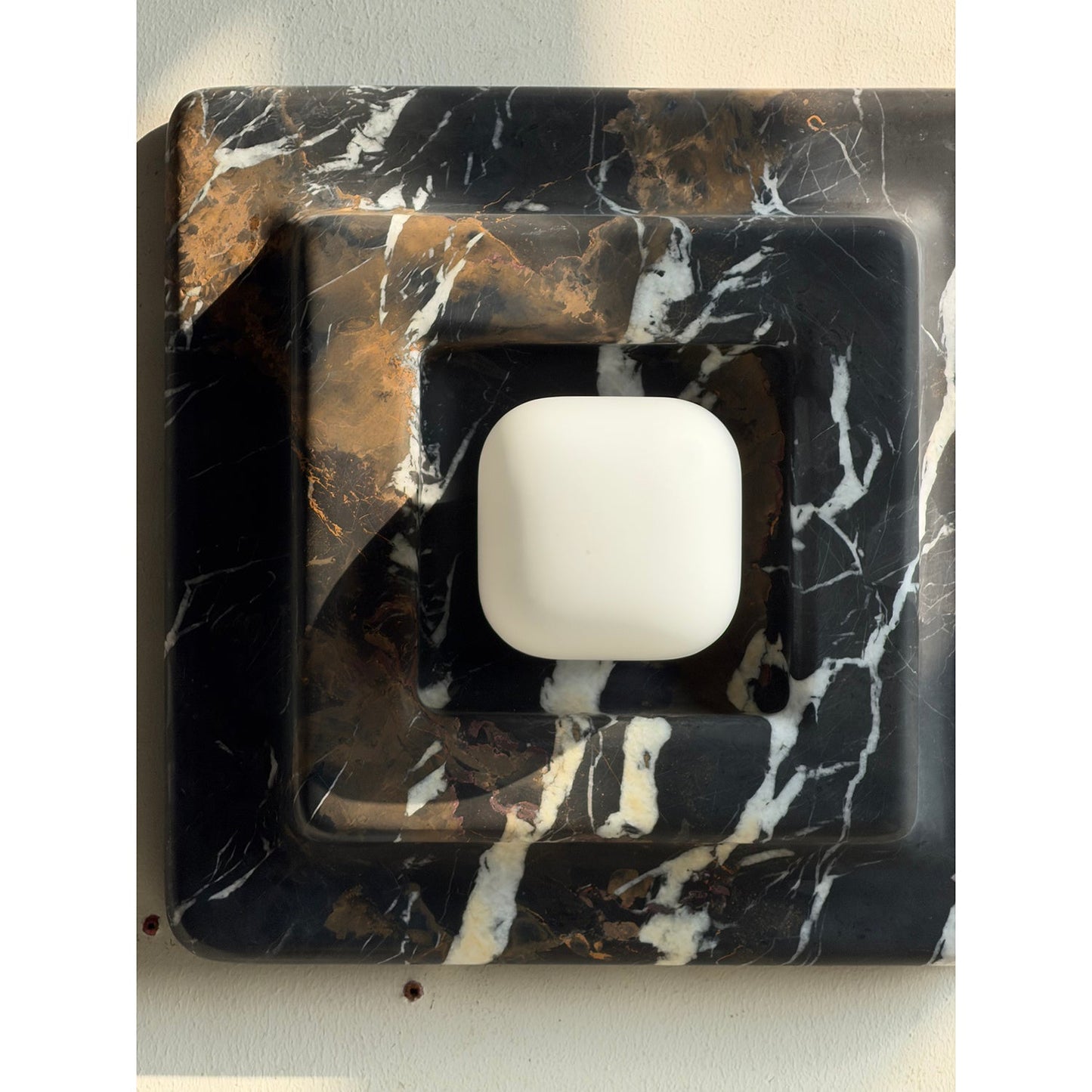 Franklin Marble Wall Lamp - Architectural Solid Stone Square Sconce