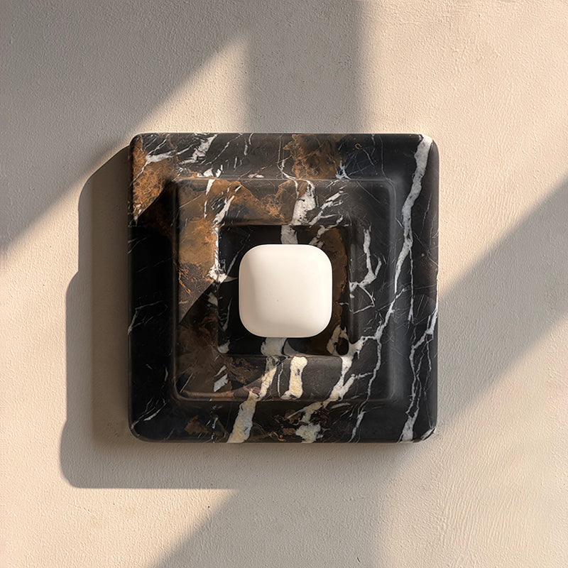 Franklin Marble Wall Lamp - Architectural Solid Stone Square Sconce