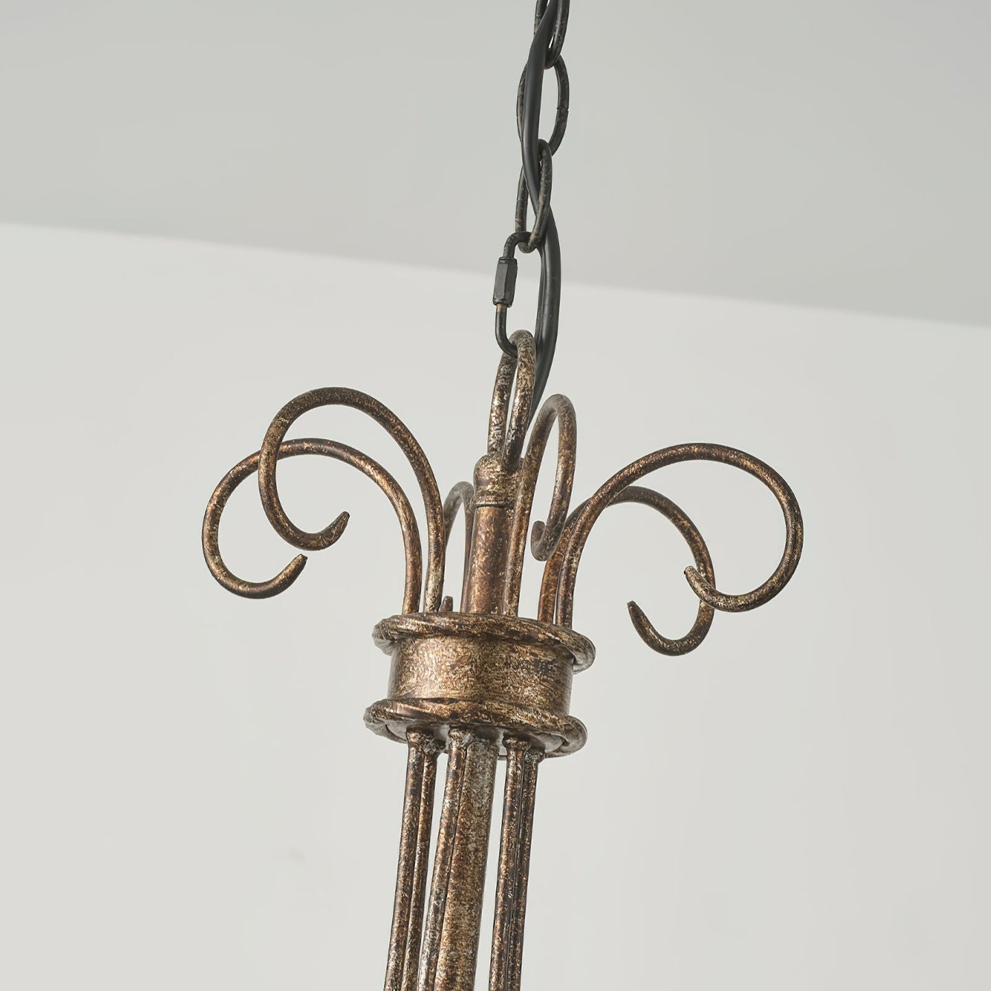 Franklin Rust Candlestick Chandelier - Vintage Scrollwork 6-Light Iron Chandelier