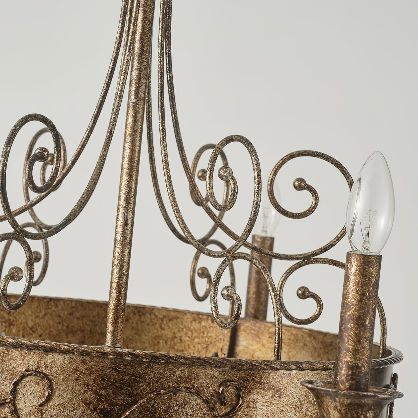 Franklin Rust Candlestick Chandelier - Vintage Scrollwork 6-Light Iron Chandelier