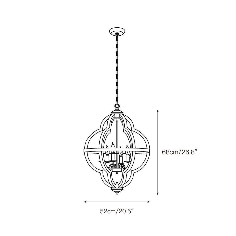 Freemont Wood Pendant Lamp - Farmhouse Clover Open Frame Wood Chandelier