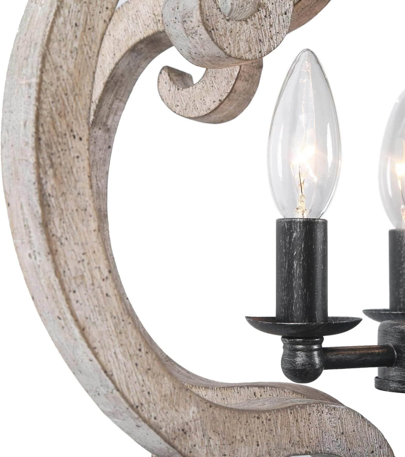 Freemont Pendant Lamp - Weathered White Wood Lantern Chandelier