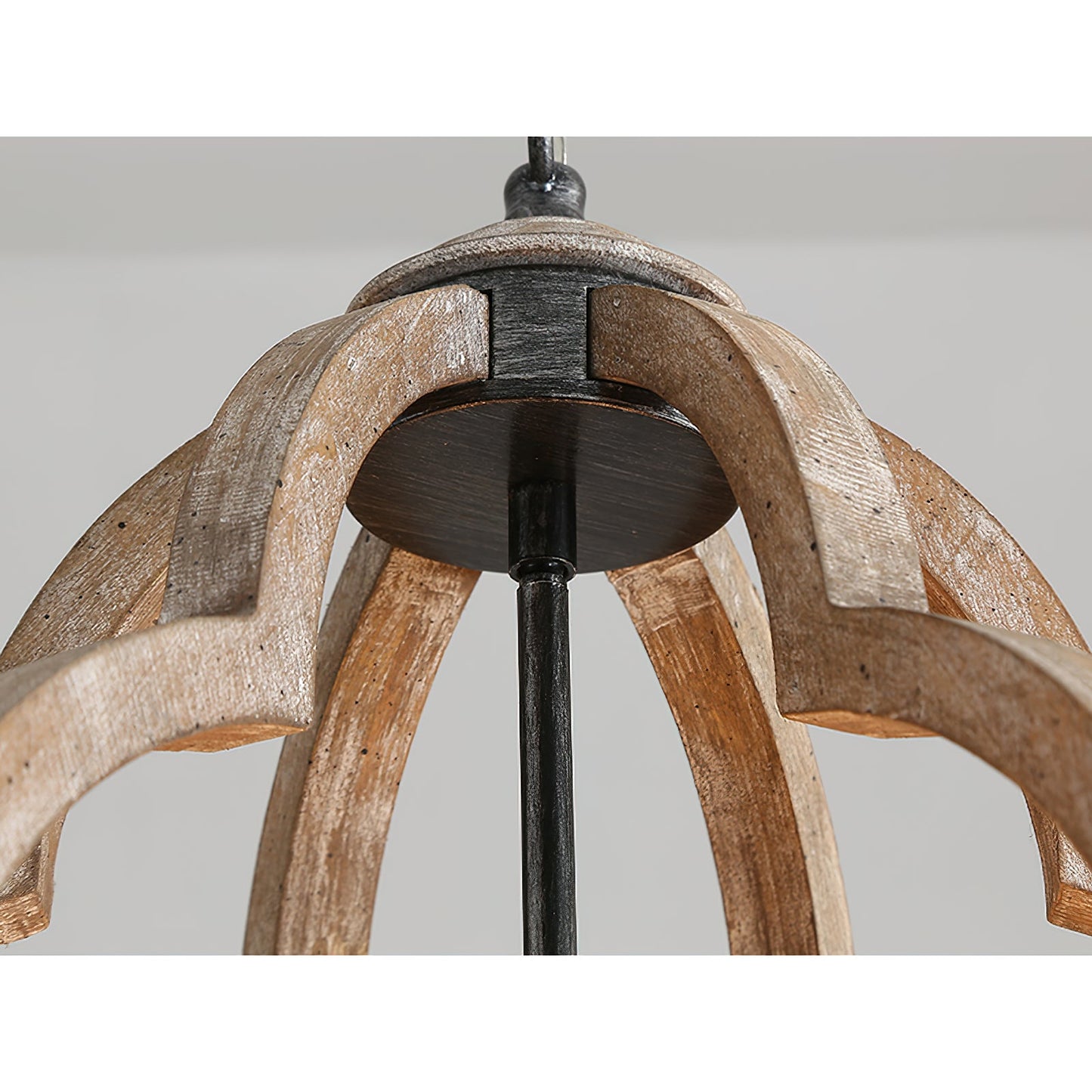 Freemont Wood Pendant Lamp - Farmhouse Clover Open Frame Wood Chandelier