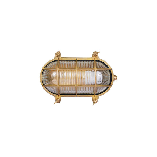 Fremantle Brass Bunker Sconce - Industrial Nautical Brass & Glass Wall Light
