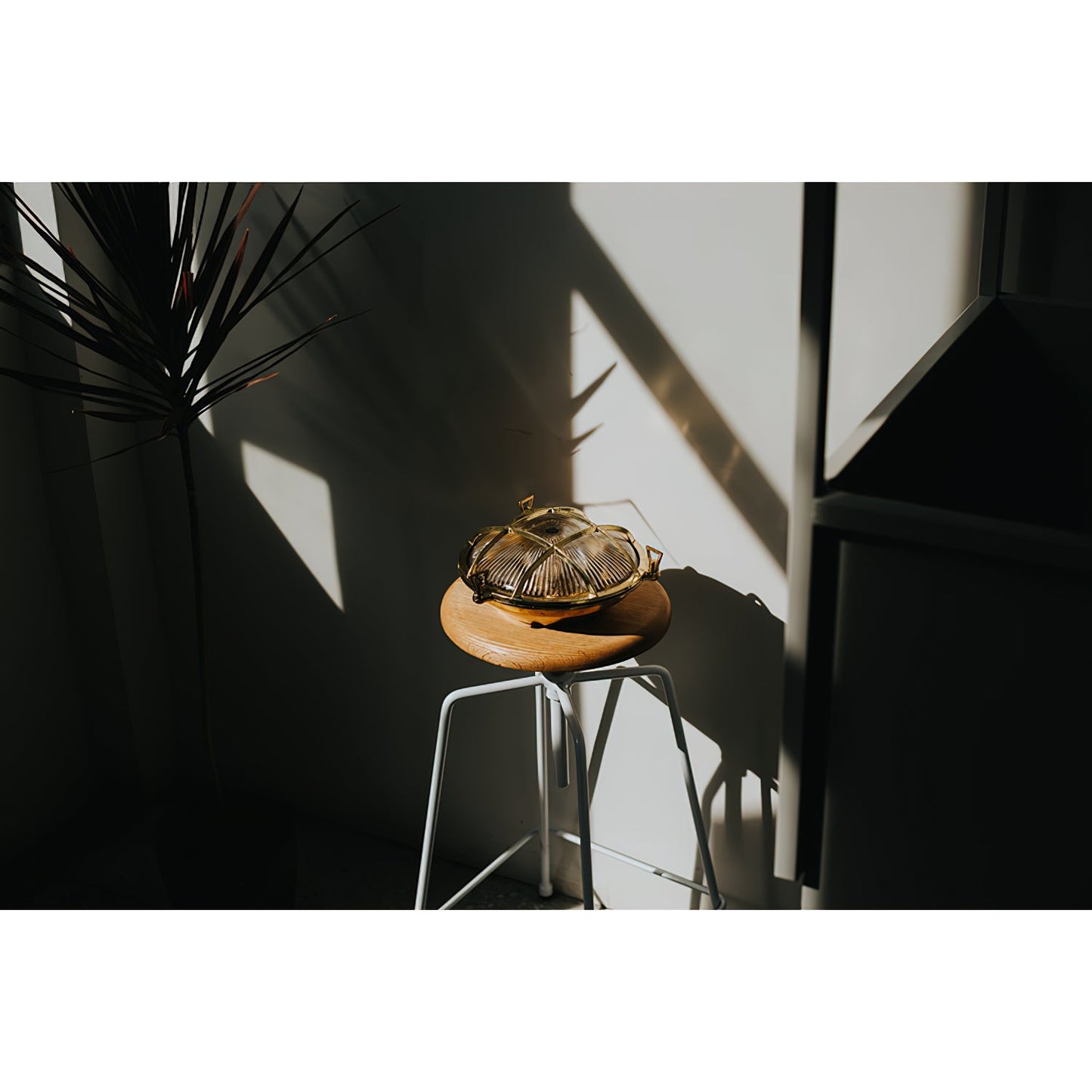 Fremantle Brass Bunker Sconce - Industrial Nautical Brass & Glass Wall Light