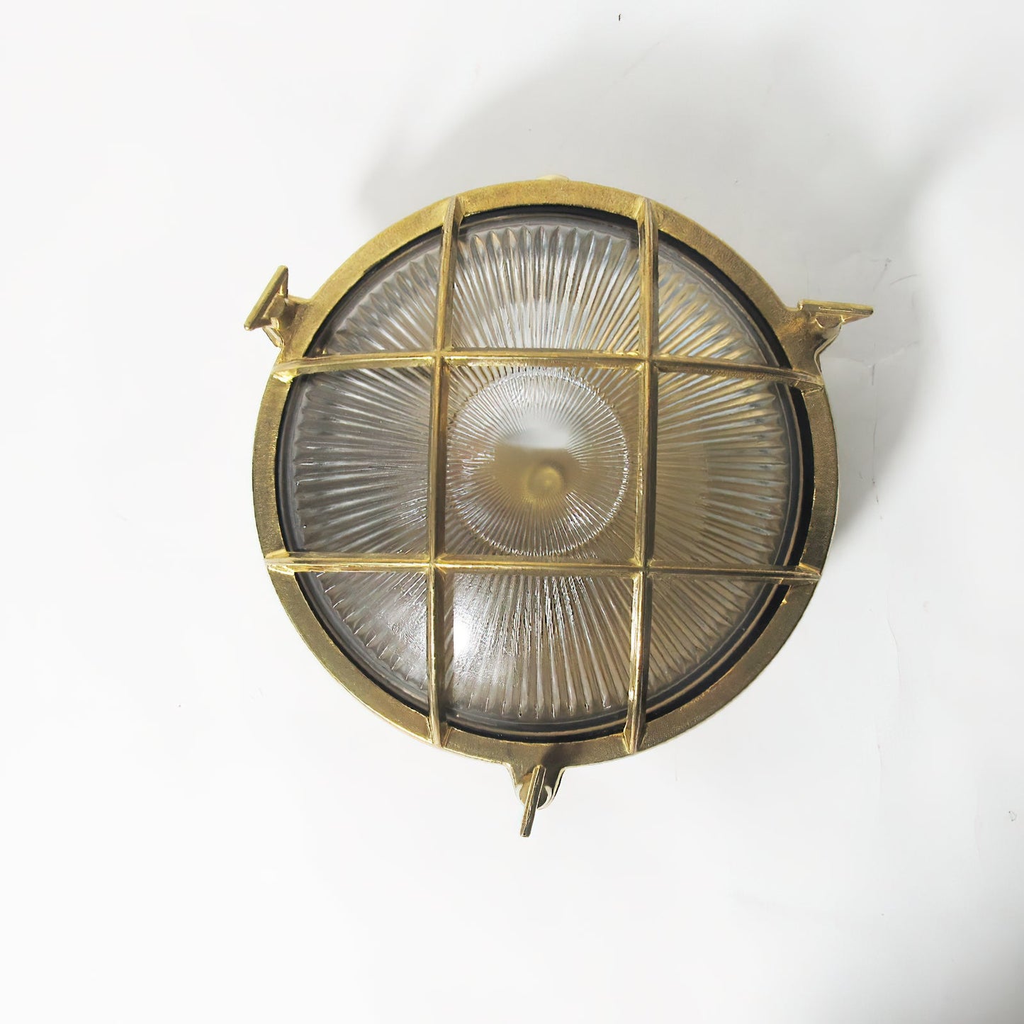 Fremantle Brass Bunker Sconce - Industrial Nautical Brass & Glass Wall Light