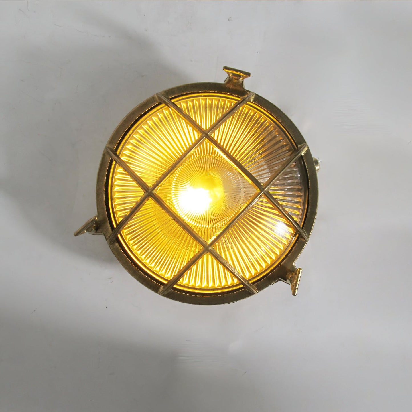 Fremantle Brass Bunker Sconce - Industrial Nautical Brass & Glass Wall Light