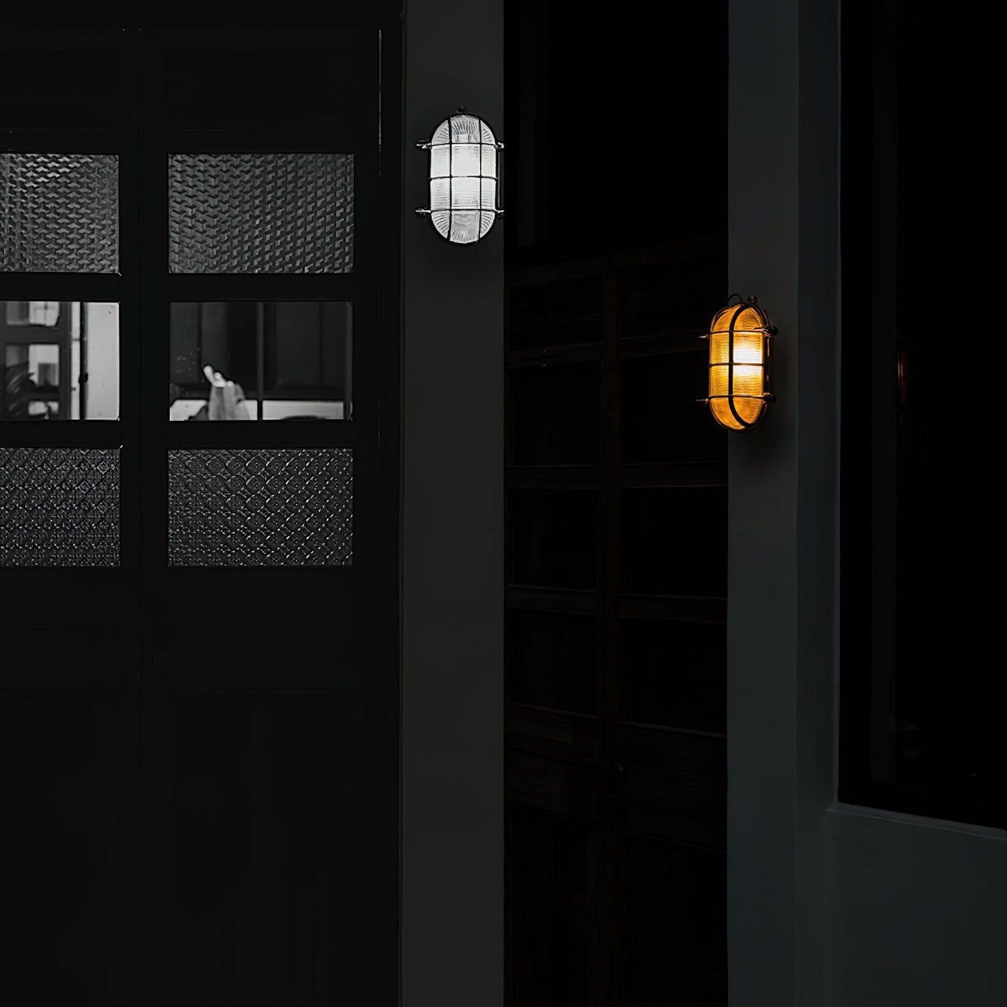 Fremantle Brass Bunker Sconce - Industrial Nautical Brass & Glass Wall Light