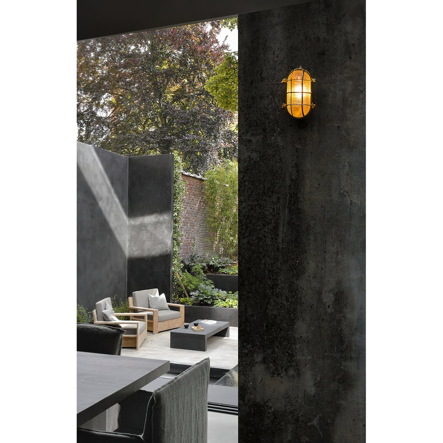 Fremantle Brass Bunker Sconce - Industrial Nautical Brass & Glass Wall Light