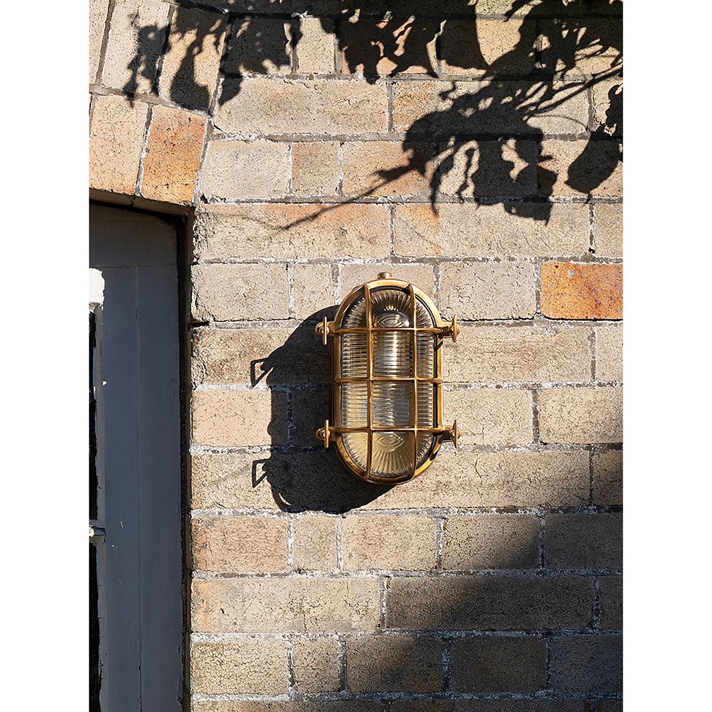 Fremantle Brass Bunker Sconce - Industrial Nautical Brass & Glass Wall Light