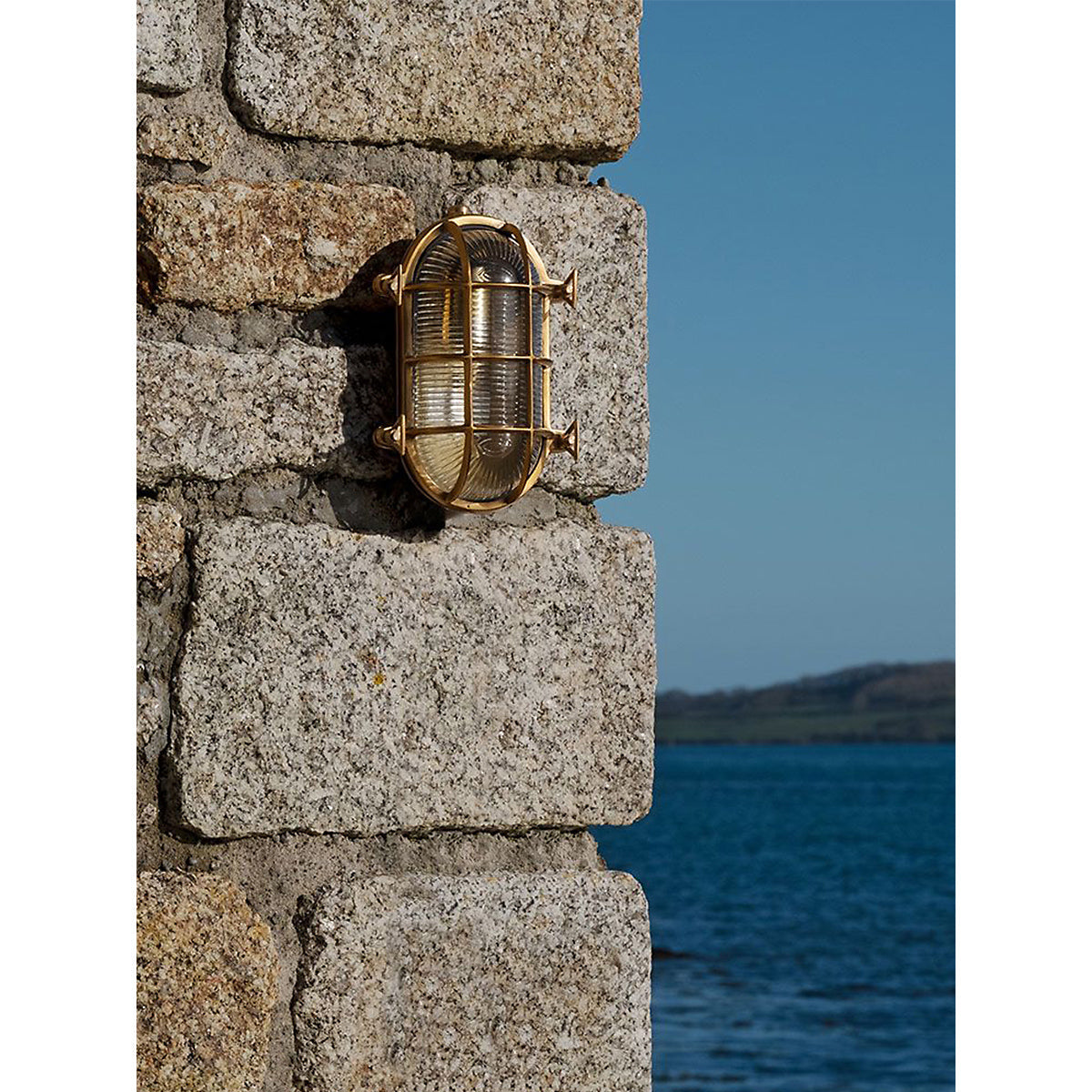 Fremantle Brass Bunker Sconce - Industrial Nautical Brass & Glass Wall Light