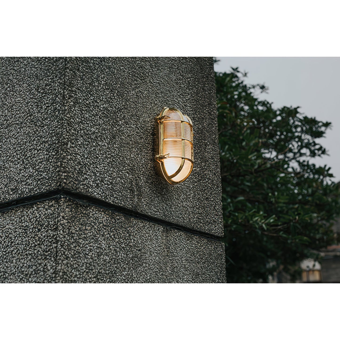 Fremantle Brass Bunker Sconce - Industrial Nautical Brass & Glass Wall Light