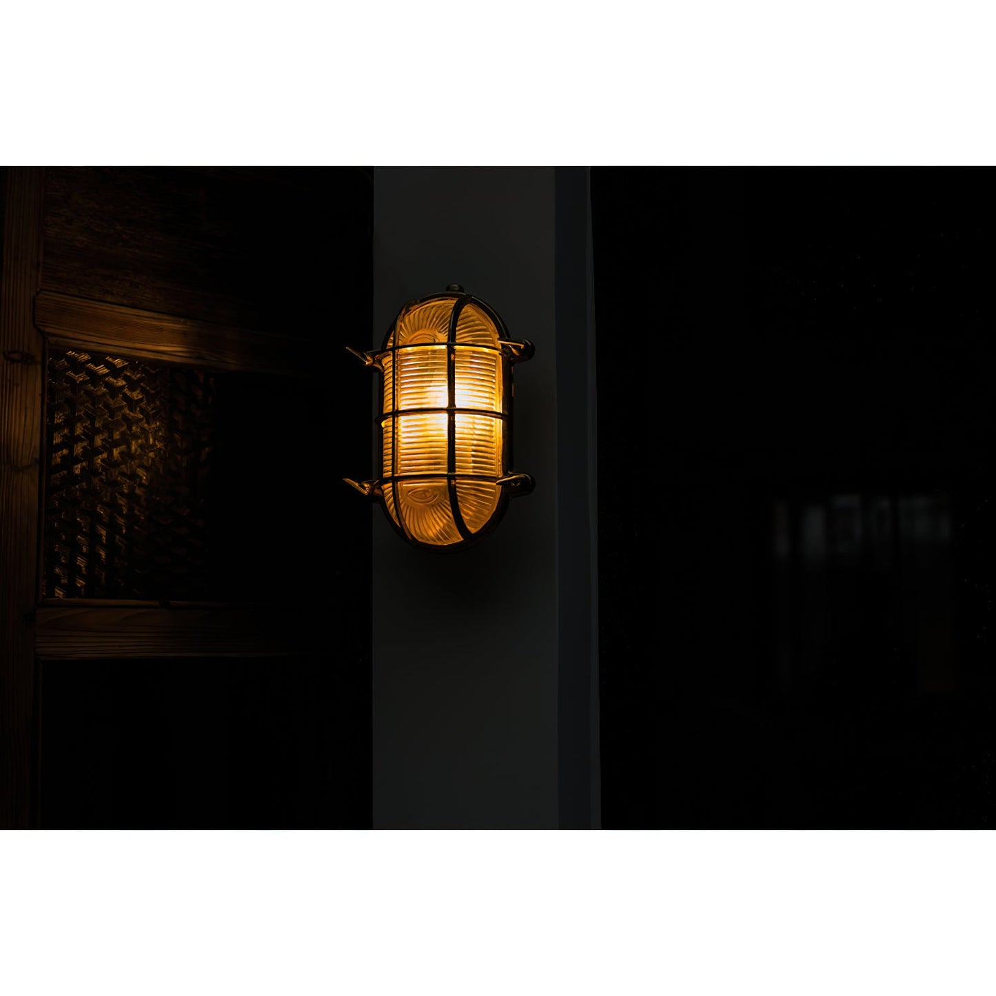 Fremantle Brass Bunker Sconce - Industrial Nautical Brass & Glass Wall Light