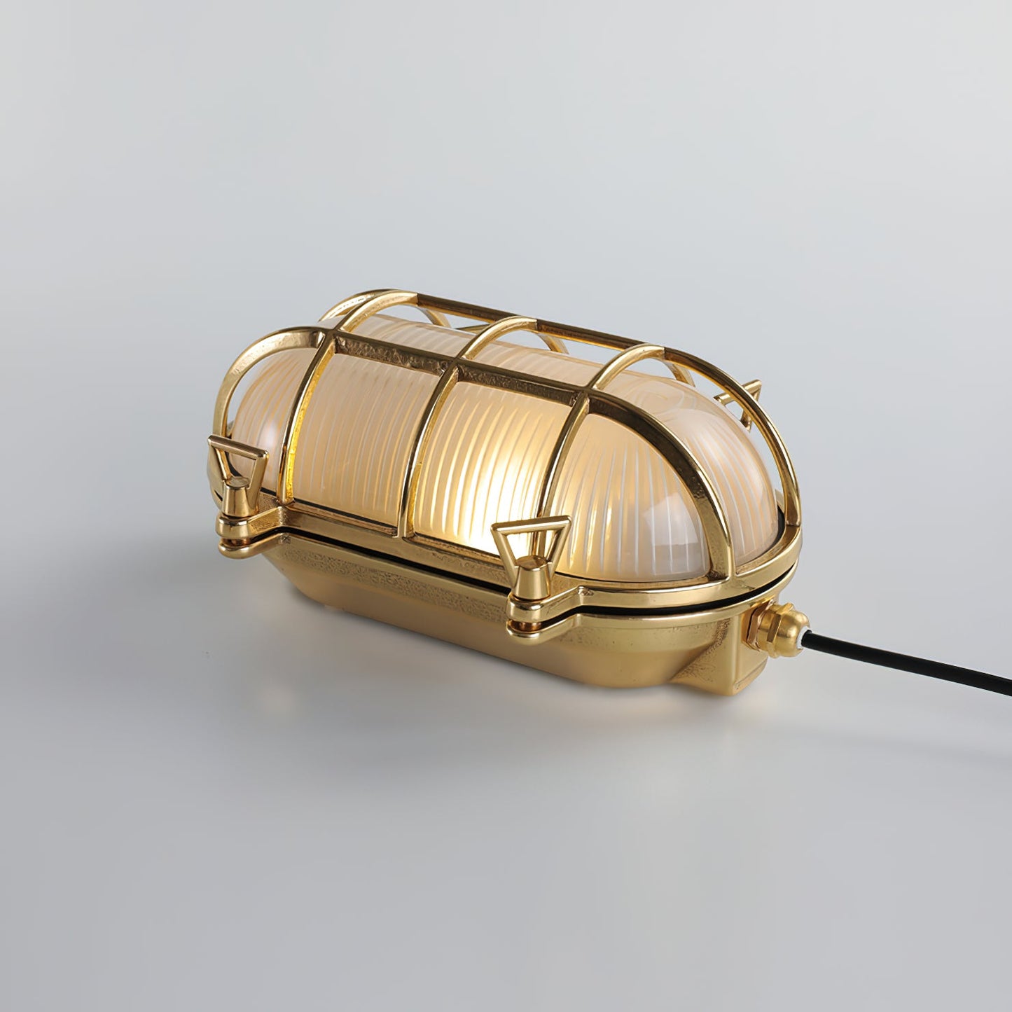 Fremantle Brass Bunker Sconce - Industrial Nautical Brass & Glass Wall Light