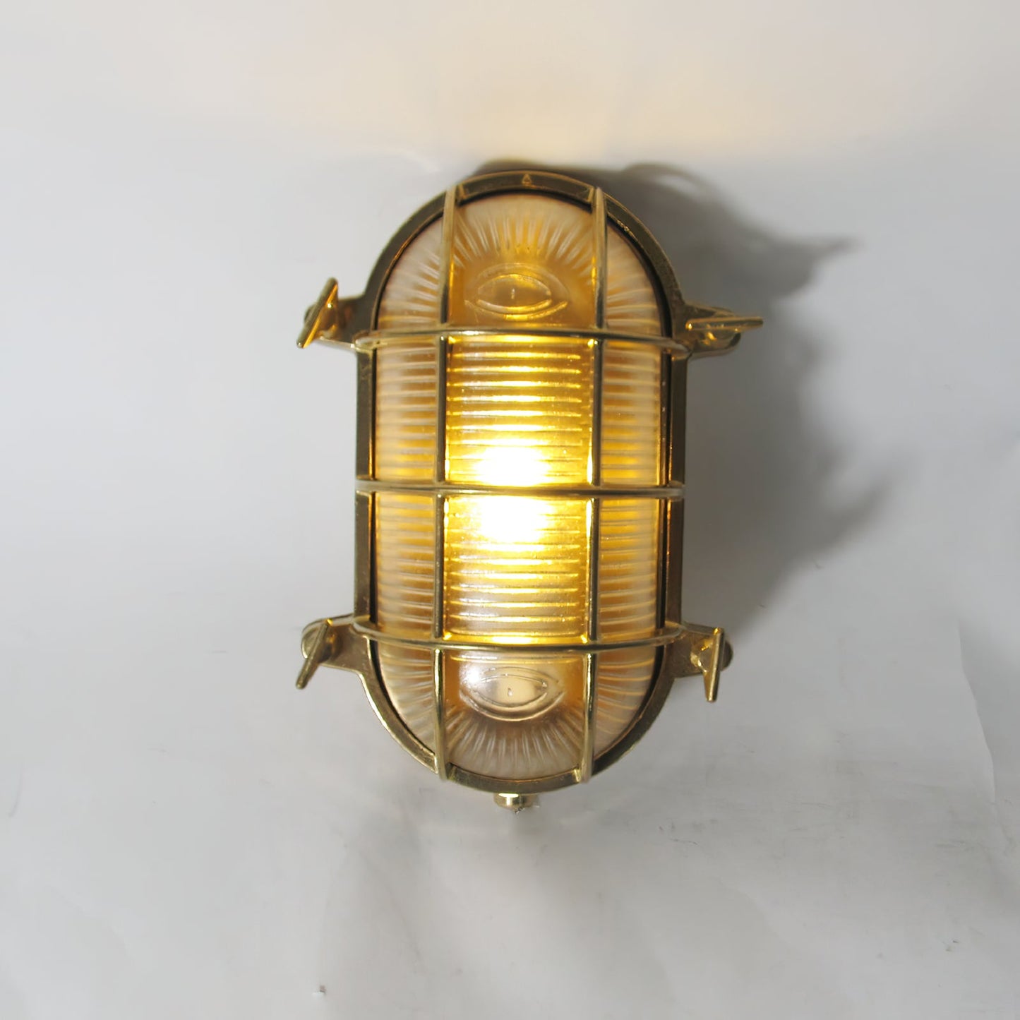 Fremantle Brass Bunker Sconce - Industrial Nautical Brass & Glass Wall Light