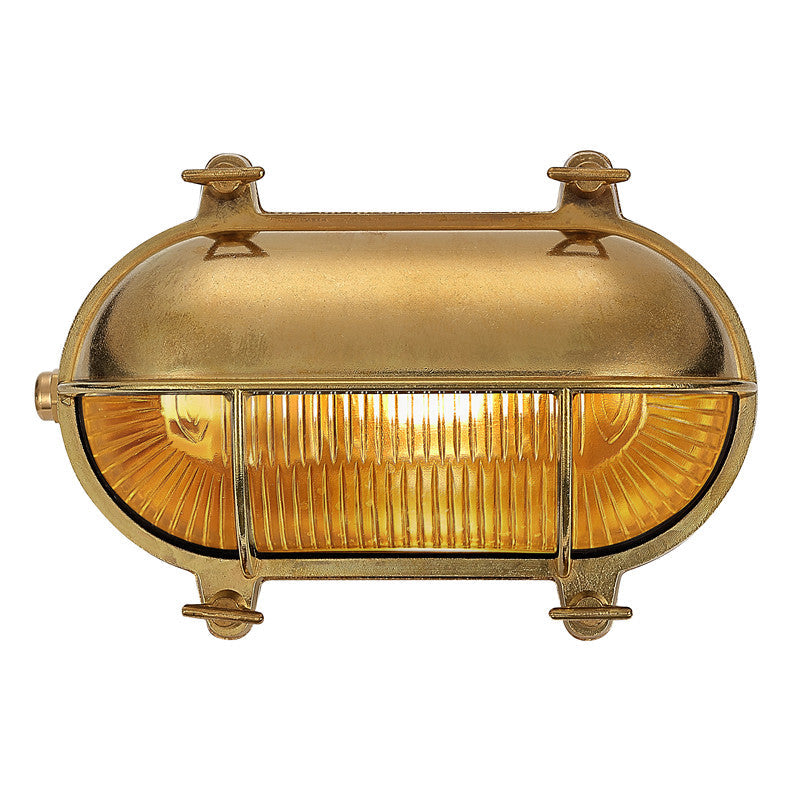 Fremantle Brass Bunker Sconce - Industrial Nautical Brass & Glass Wall Light