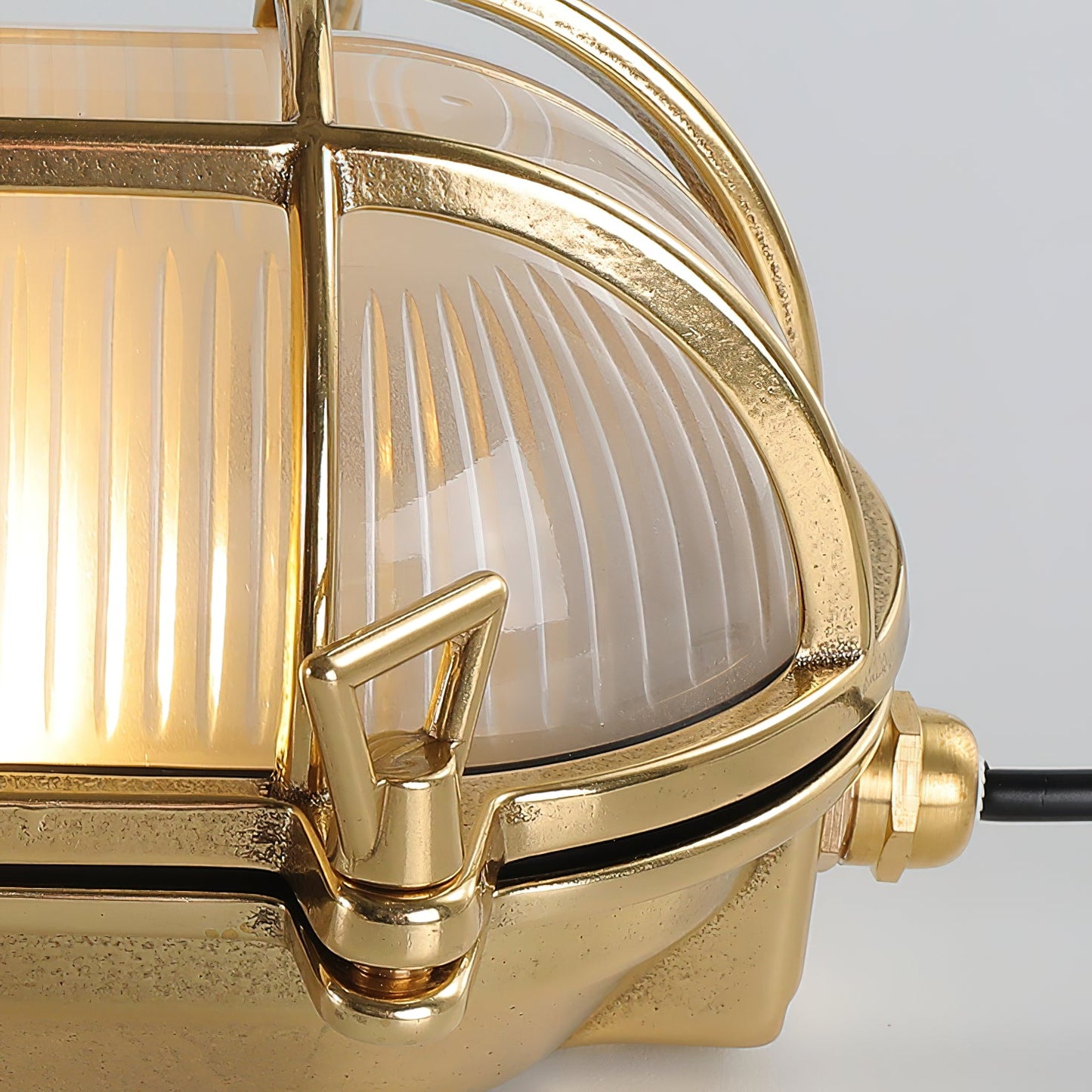 Fremantle Brass Bunker Sconce - Industrial Nautical Brass & Glass Wall Light