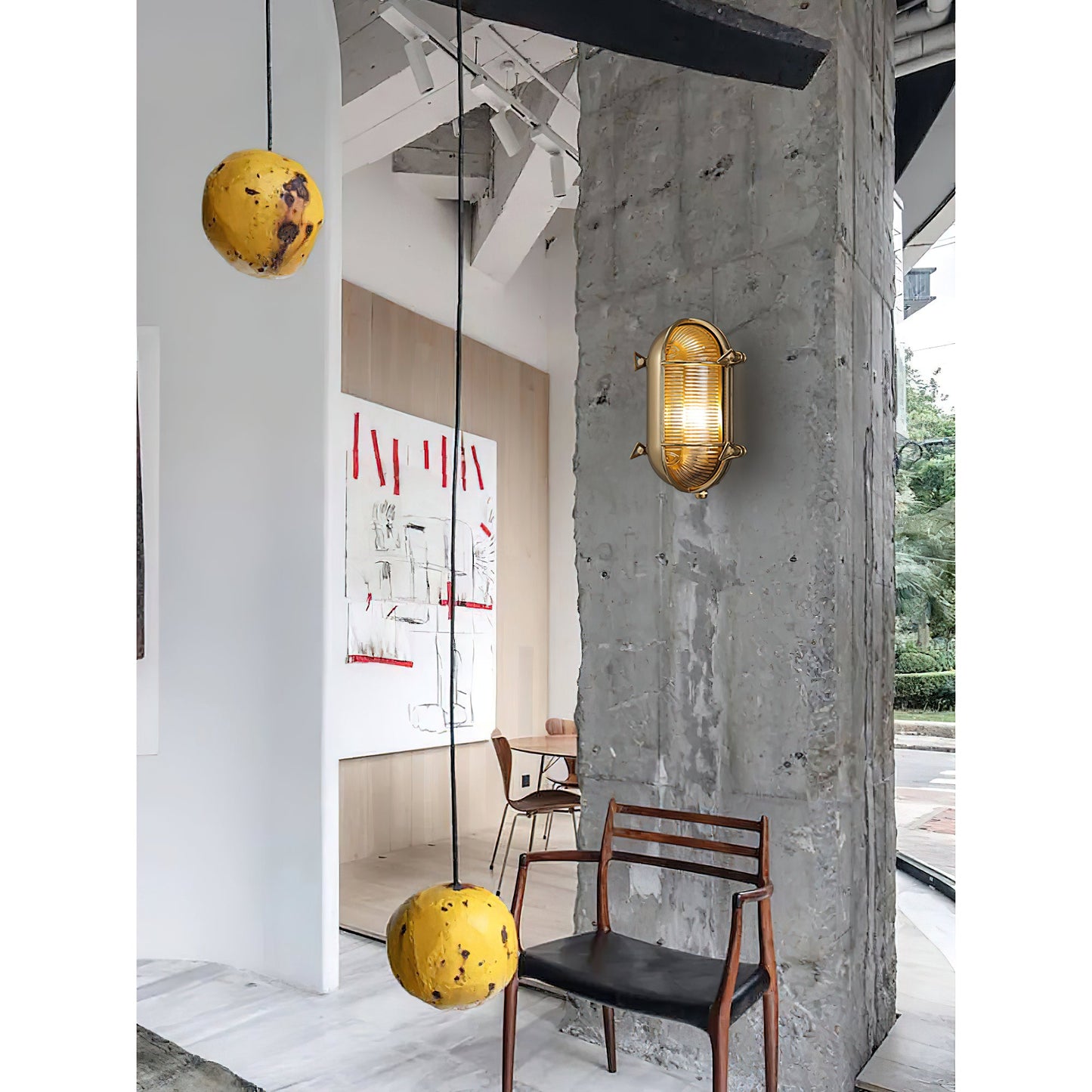 Fremantle Brass Bunker Sconce - Industrial Nautical Brass & Glass Wall Light
