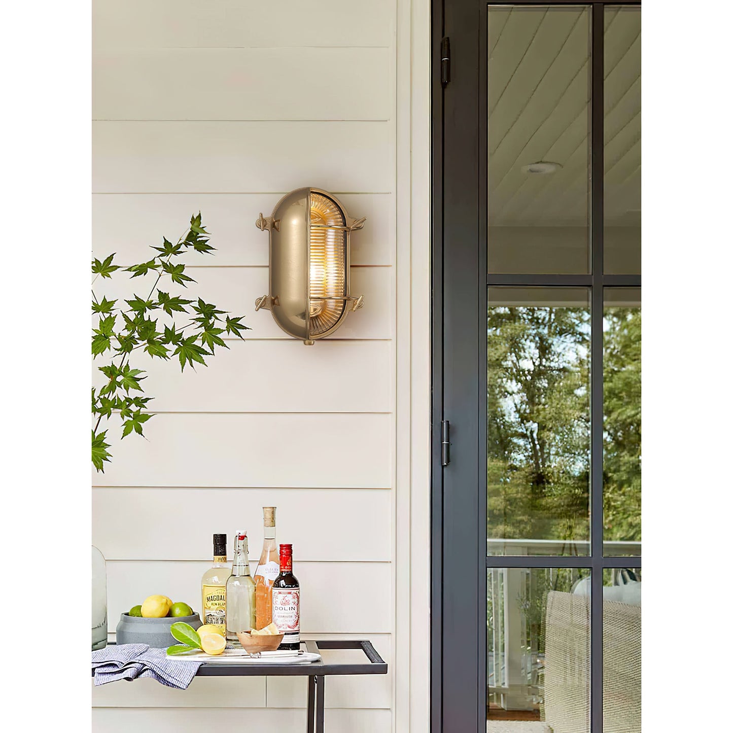 Fremantle Brass Bunker Sconce - Industrial Nautical Brass & Glass Wall Light