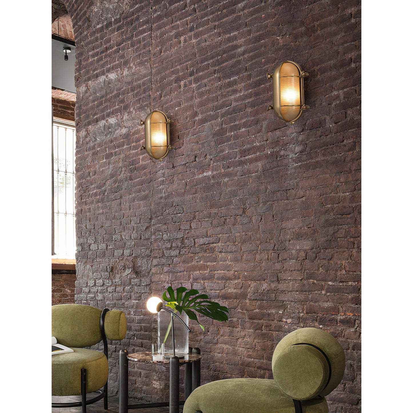 Fremantle Brass Bunker Sconce - Industrial Nautical Brass & Glass Wall Light
