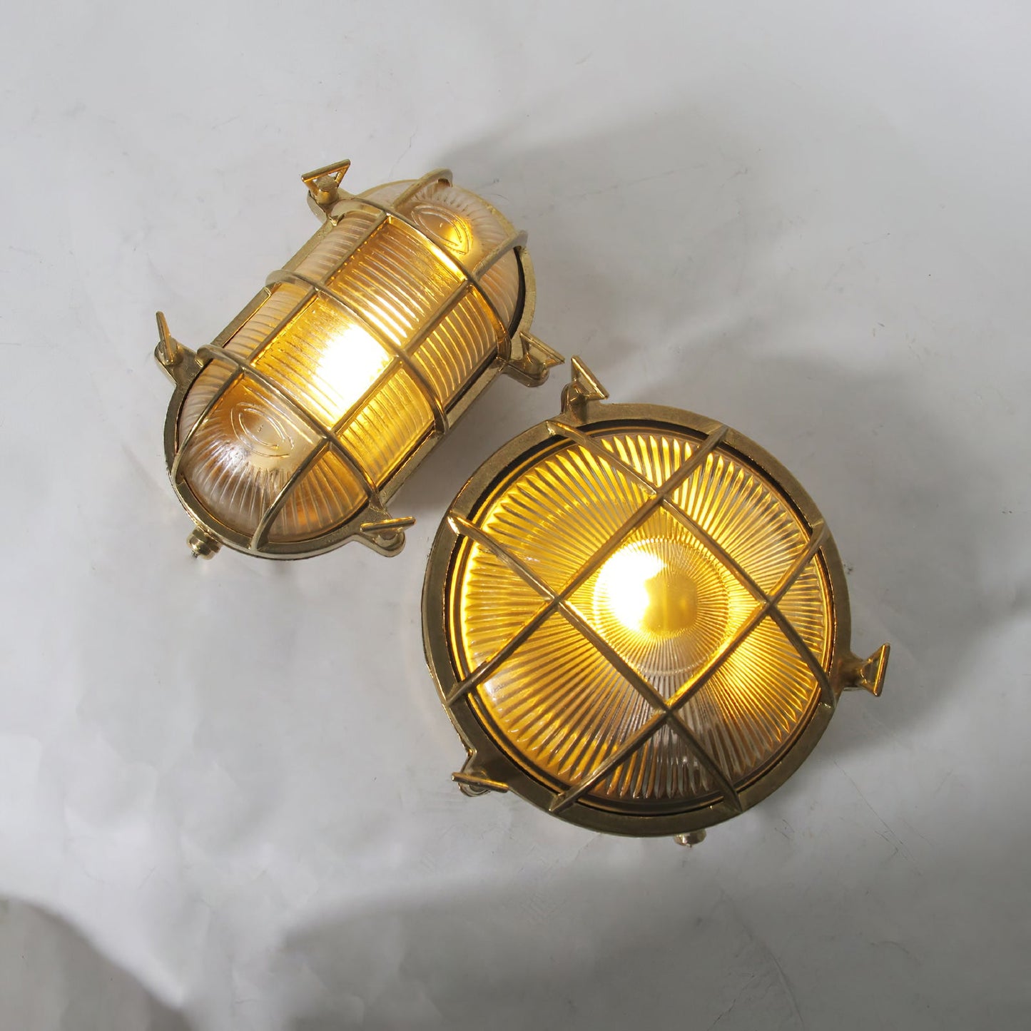 Fremantle Brass Bunker Sconce - Industrial Nautical Brass & Glass Wall Light
