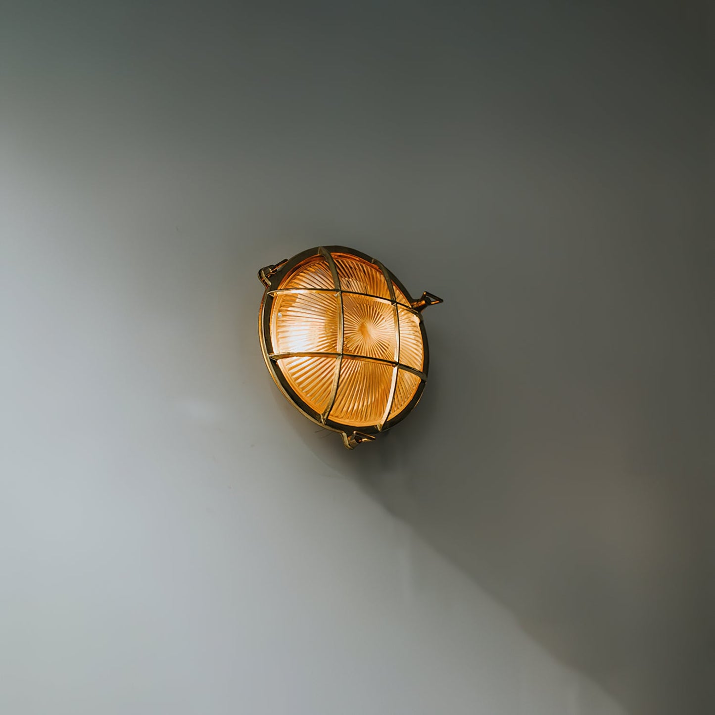 Fremantle Brass Bunker Sconce - Industrial Nautical Brass & Glass Wall Light