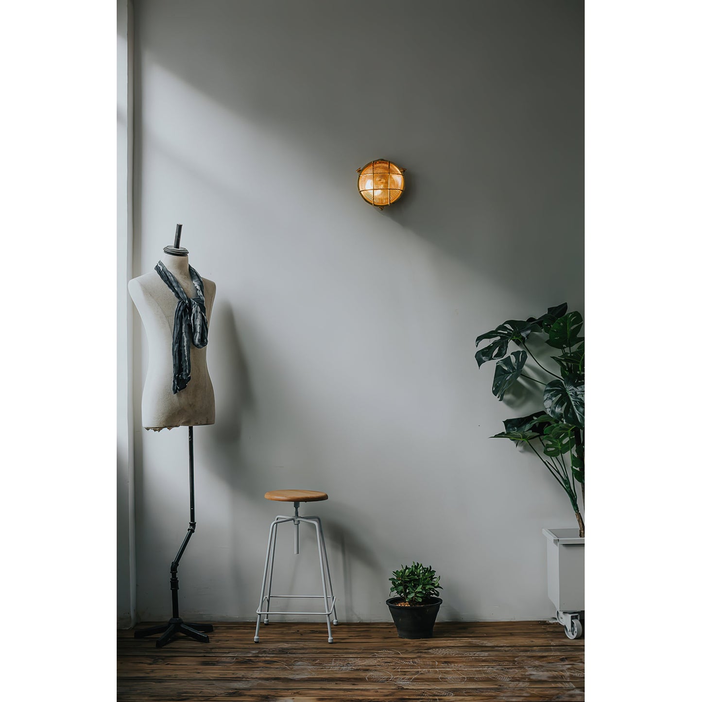 Fremantle Brass Bunker Sconce - Industrial Nautical Brass & Glass Wall Light