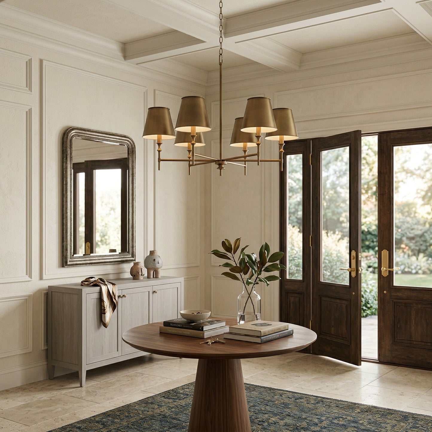 Whitney Luxury Brass Chandelier - Classic 6 or 8-Light Tapered Shade Pendant | Modern Heritage Hanging Light | E12 Base