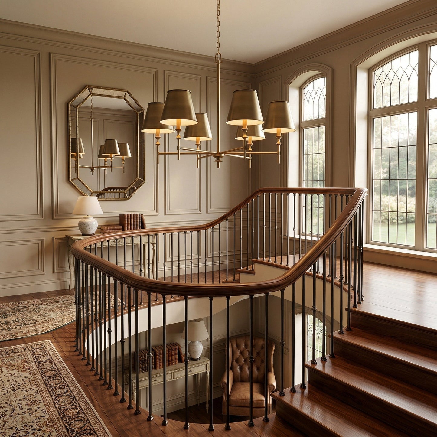 Whitney Luxury Brass Chandelier - Classic 6 or 8-Light Tapered Shade Pendant | Modern Heritage Hanging Light | E12 Base
