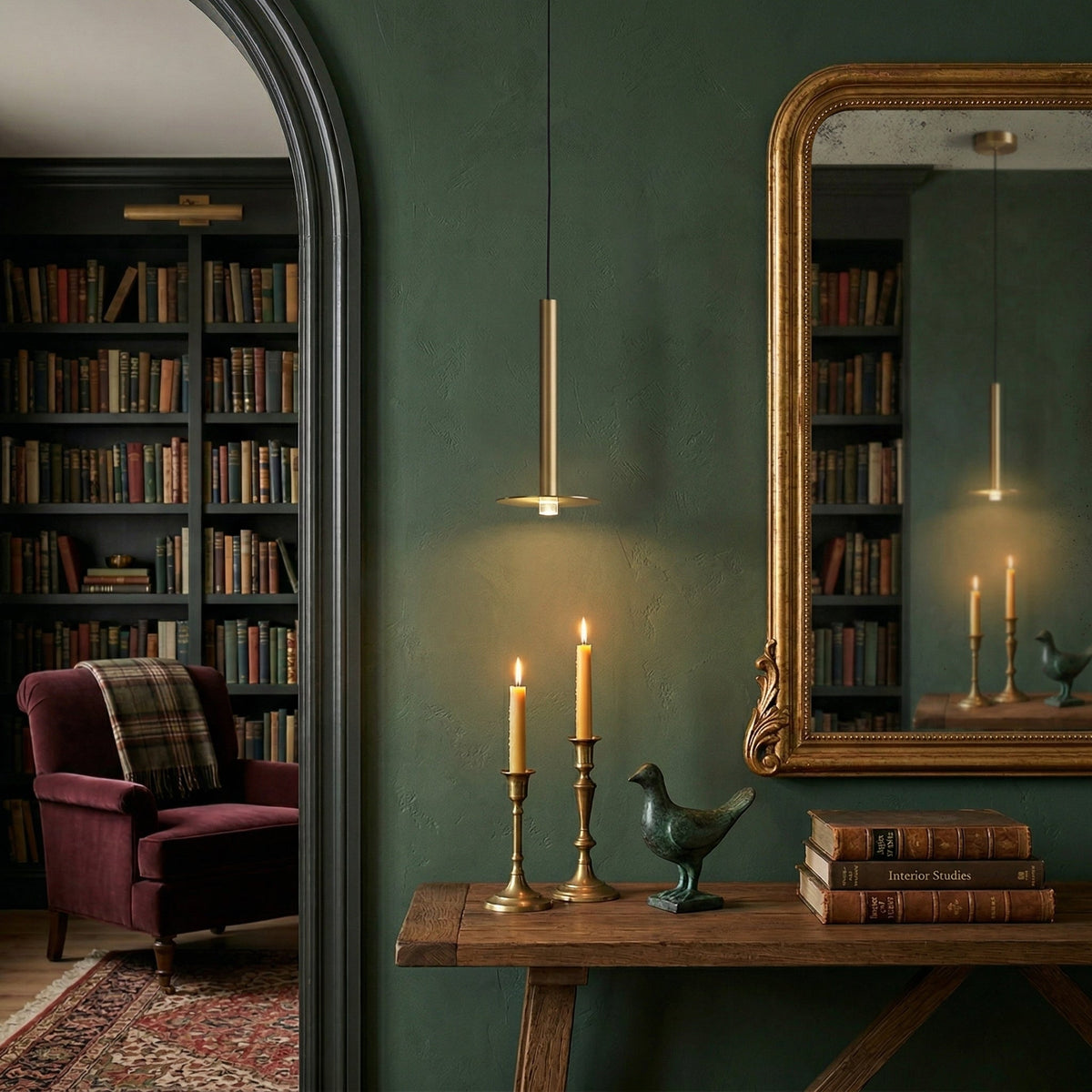 Candle Chandelier – Slim Brass & Acrylic Candle-Inspired LED Pendant Light