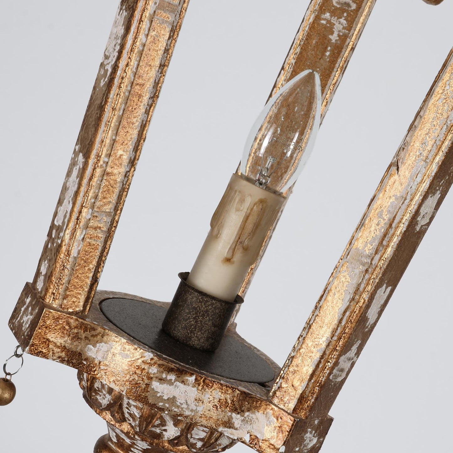 French Woodcarving Lantern Pendant Lamp - Hand-Carved Gold Leaf Antique Chandelier
