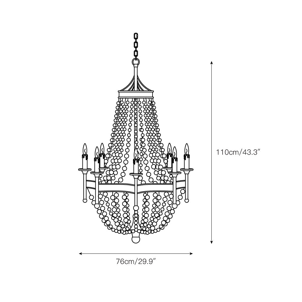 Frosted Crystal Bead Chandelier - Antique Brass Quatrefoil Coastal Pendant