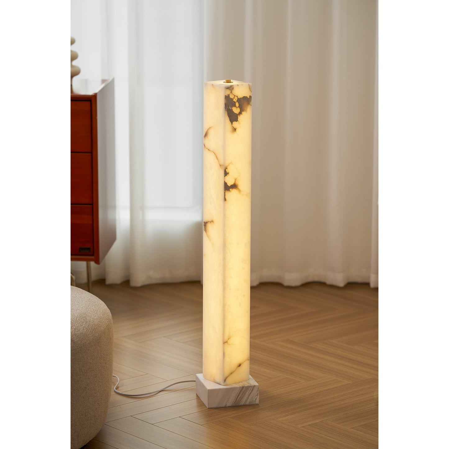 Frozen Alabaster Floor Lamp - Minimalist Integrated LED Light with Marble Base
