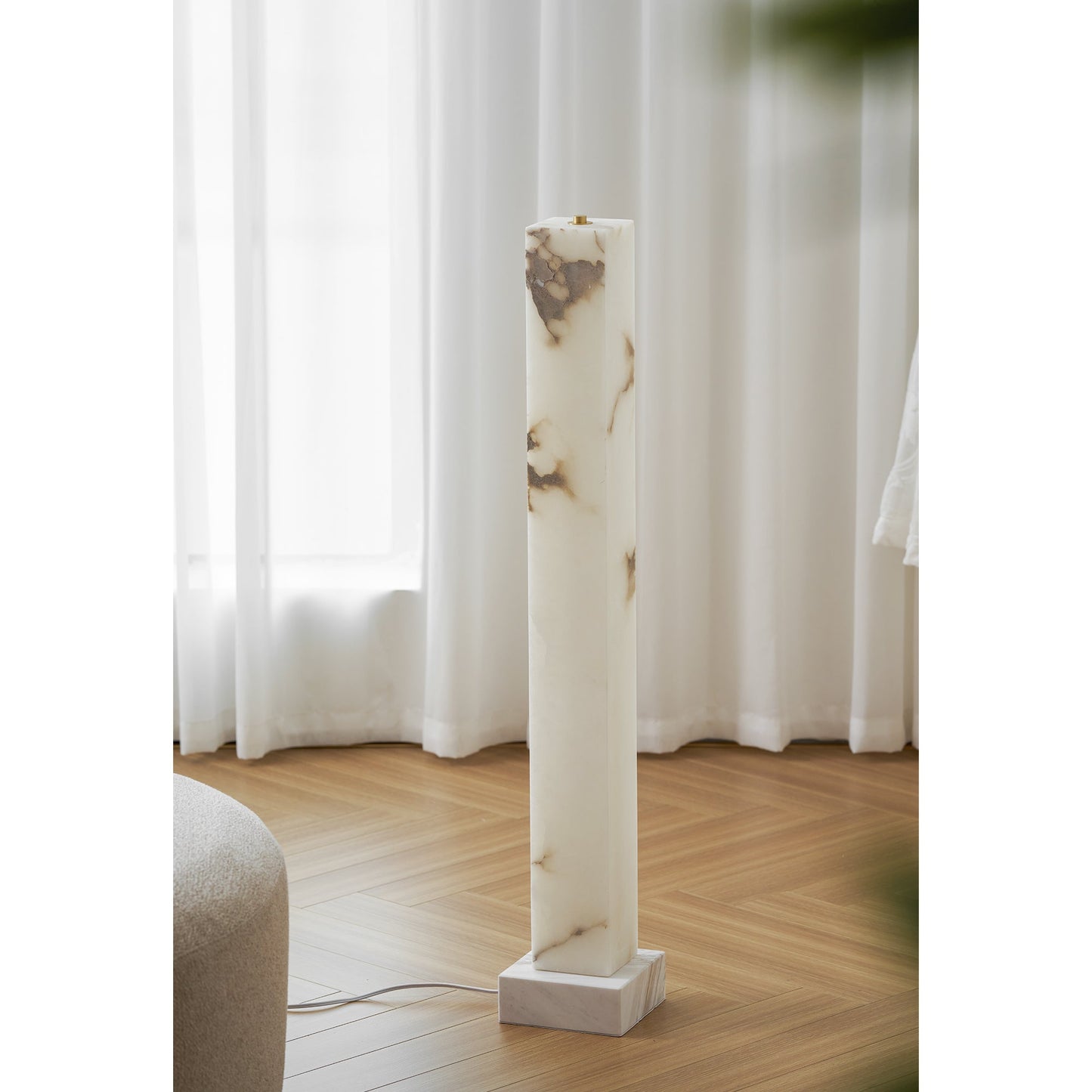 Frozen Alabaster Floor Lamp - Minimalist Integrated LED Light with Marble Base