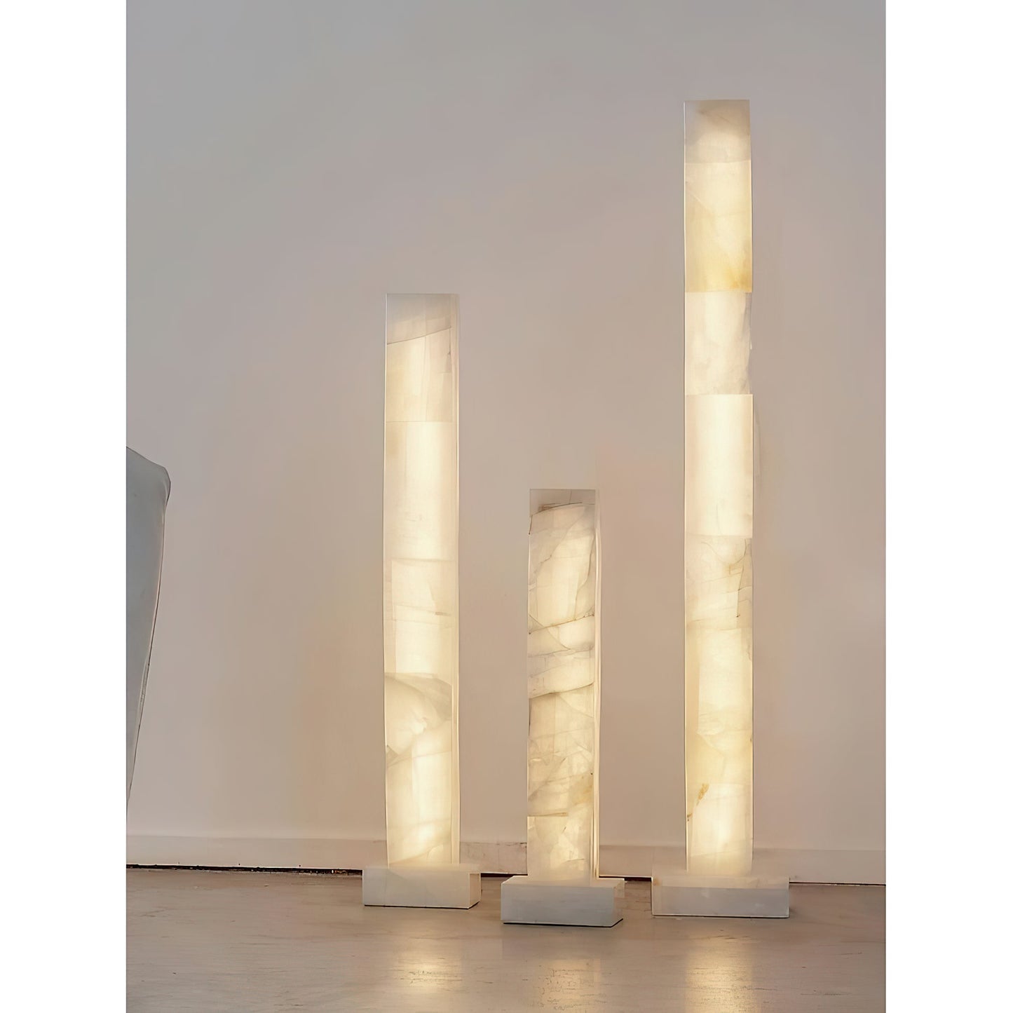 Frozen Alabaster Floor Lamp - Minimalist Integrated LED Light with Marble Base
