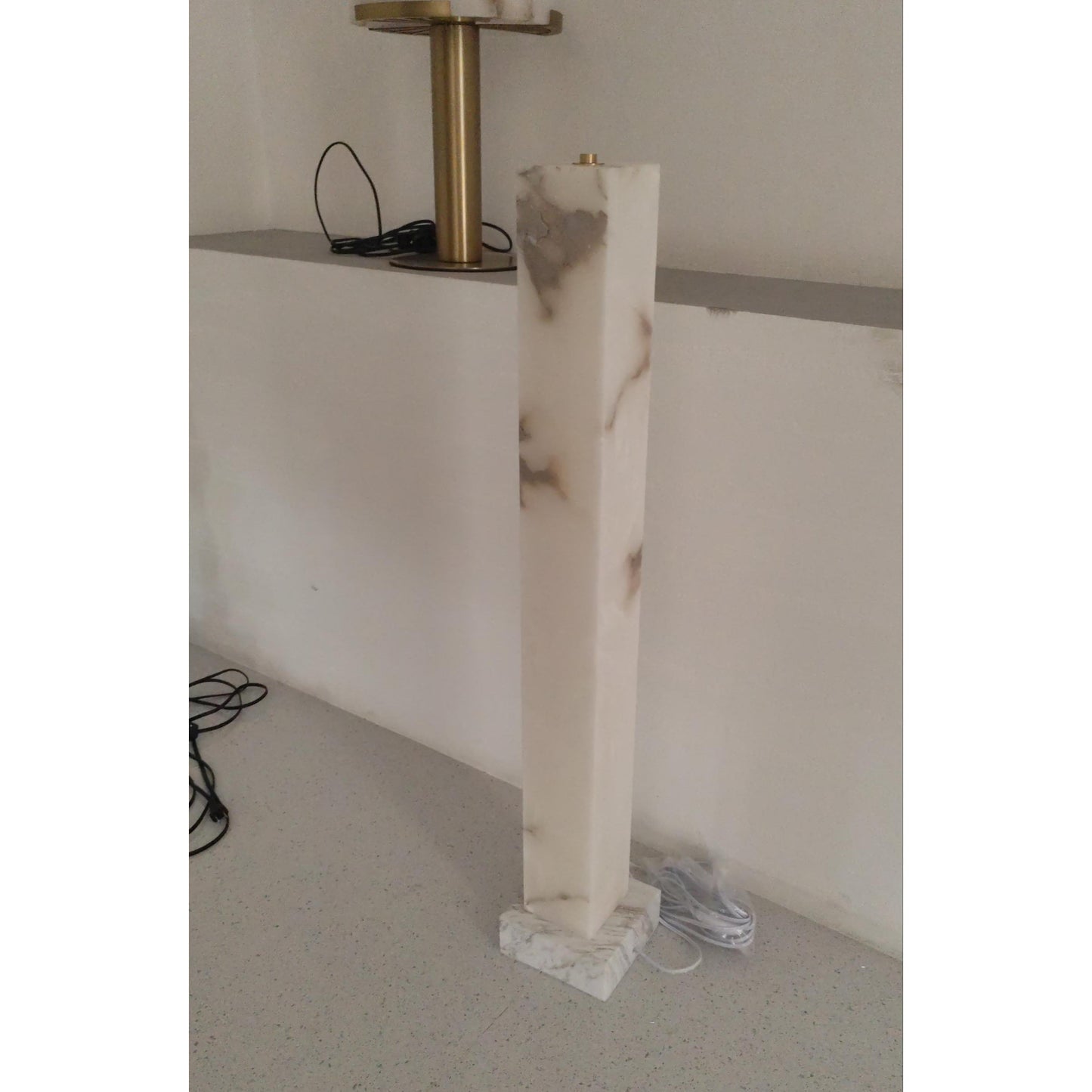 Frozen Alabaster Floor Lamp - Minimalist Integrated LED Light with Marble Base