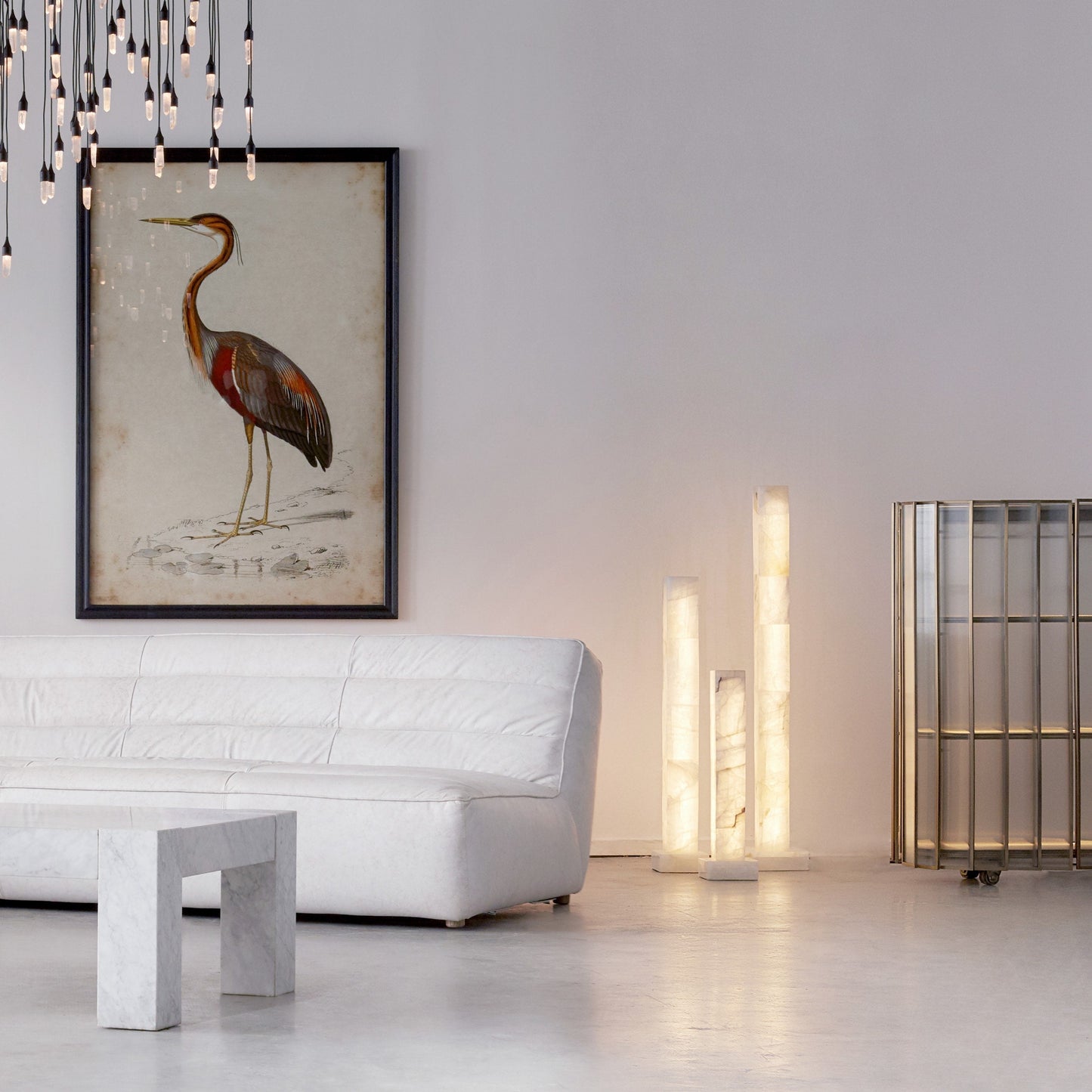 Frozen Alabaster Floor Lamp - Minimalist Integrated LED Light with Marble Base