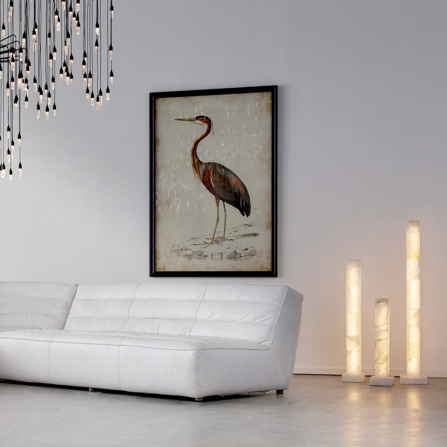 Frozen Alabaster Floor Lamp - Minimalist Integrated LED Light with Marble Base