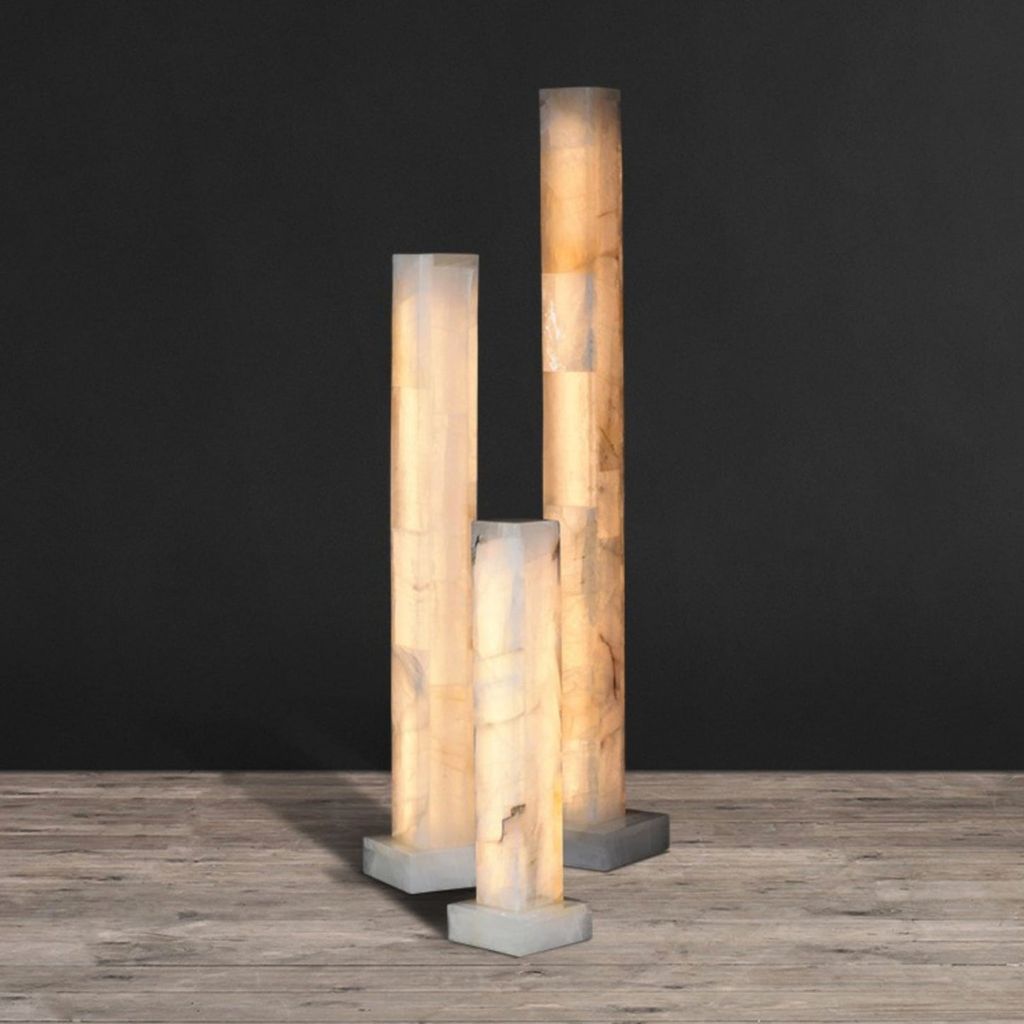 Frozen Alabaster Floor Lamp - Minimalist Integrated LED Light with Marble Base