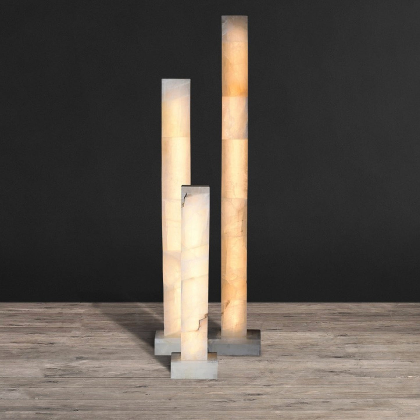 Frozen Alabaster Floor Lamp - Minimalist Integrated LED Light with Marble Base