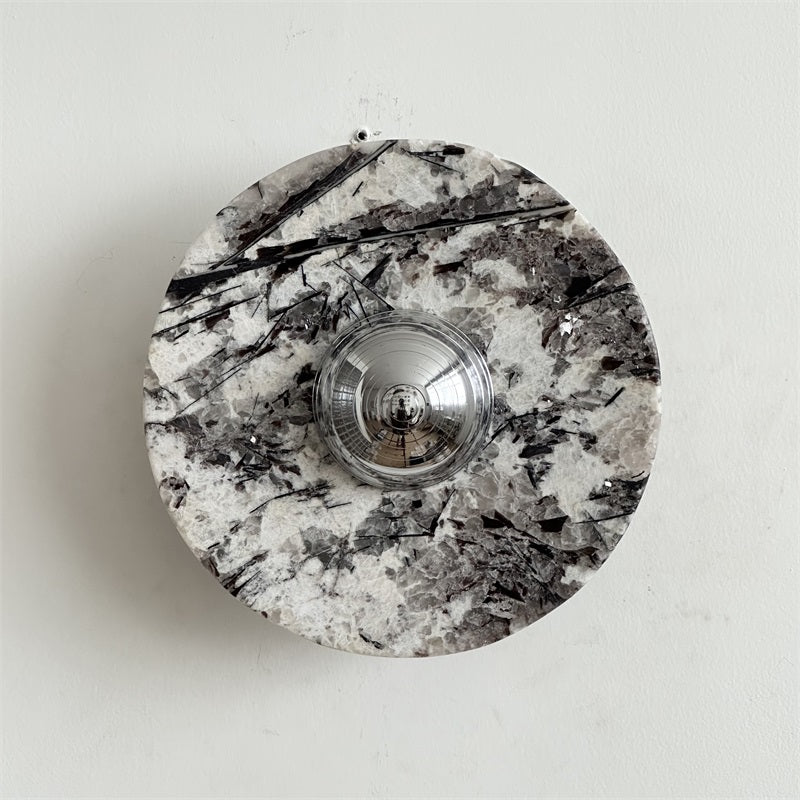 Calacatta Marble Wall Lamp – Minimalist Circular White Marble & Chrome LED Sconce