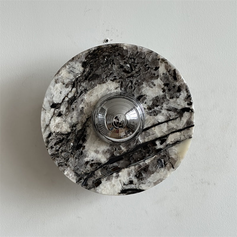 Calacatta Marble Wall Lamp – Minimalist Circular White Marble & Chrome LED Sconce