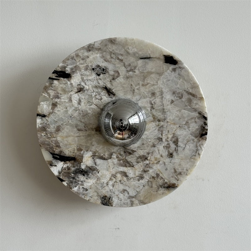Calacatta Round Marble Wall Sconce – Italian Calacatta Purple Marble & Chrome LED Sconce