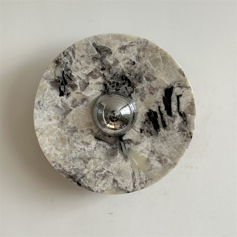 Calacatta Round Marble Wall Sconce – Italian Calacatta Purple Marble & Chrome LED Sconce