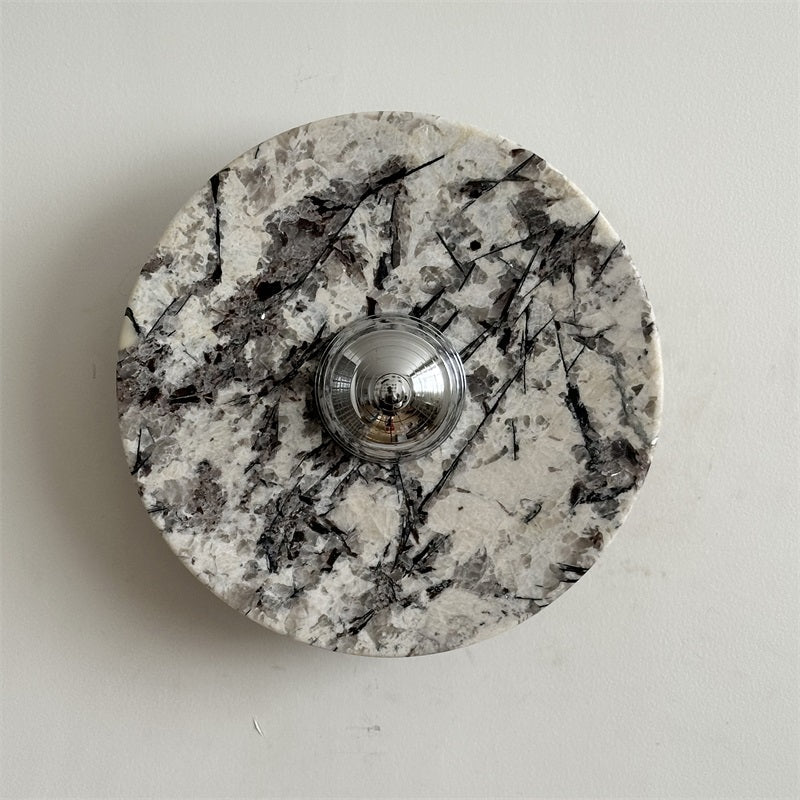 Calacatta Round Marble Wall Sconce – Italian Calacatta Purple Marble & Chrome LED Sconce