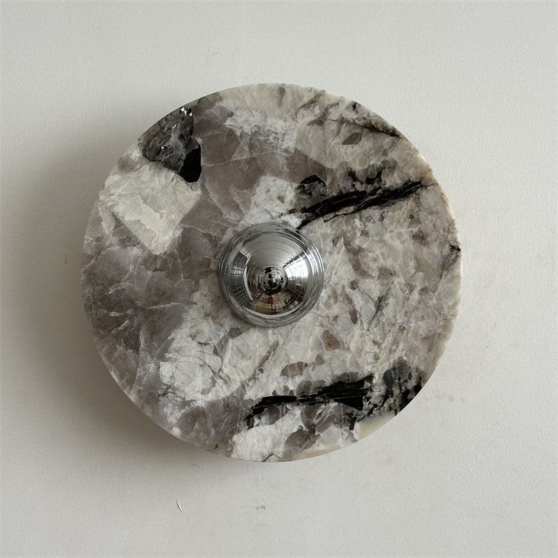 Calacatta Round Marble Wall Sconce – Italian Calacatta Purple Marble & Chrome LED Sconce